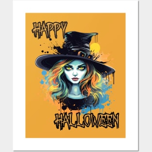 Spooky Witch Happy Halloween Posters and Art